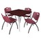 Regency Kahlo Square Table & Chair Sets, 36 W, 36 L, 29 H, Wood, Metal, Plastic Top, Mahogany TPL3636MHCM47BY - alternate 1